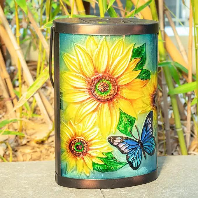Hanging Solar Lantern Outdoor Waterproof LED Solar Lights Sunflower Decorative Solar Lanterns Tabletop Lamp for Outdoor Patio Garden Yard Decor by GreenHaven Gardens