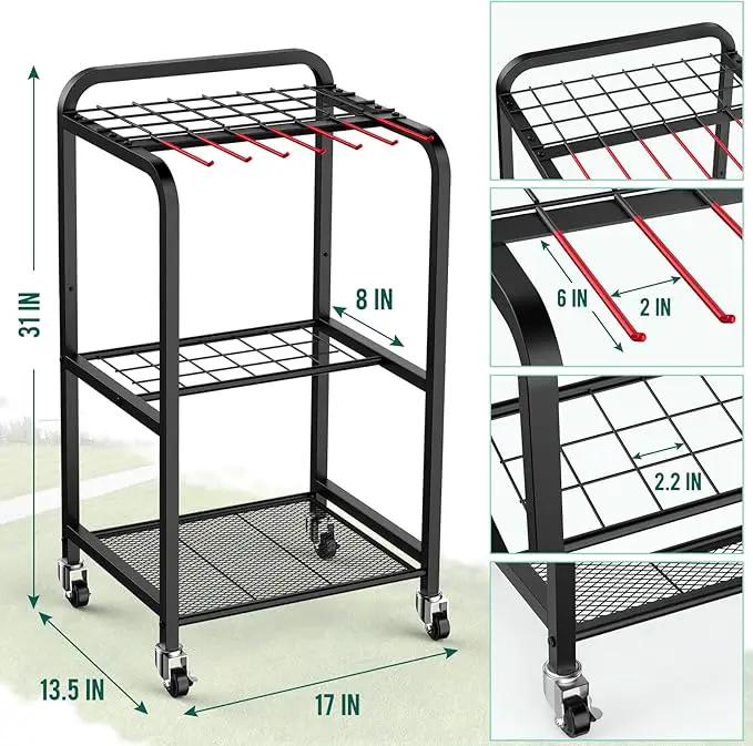 Trieez Garden Tool Organizer for Garage, Yard Tool Organizer with Wheels for Garage Organization and Storage - Sturdy Yard Tool Holder Tool Rack, for Shed, Outdoor, Tool Stand by GreenHaven Gardens