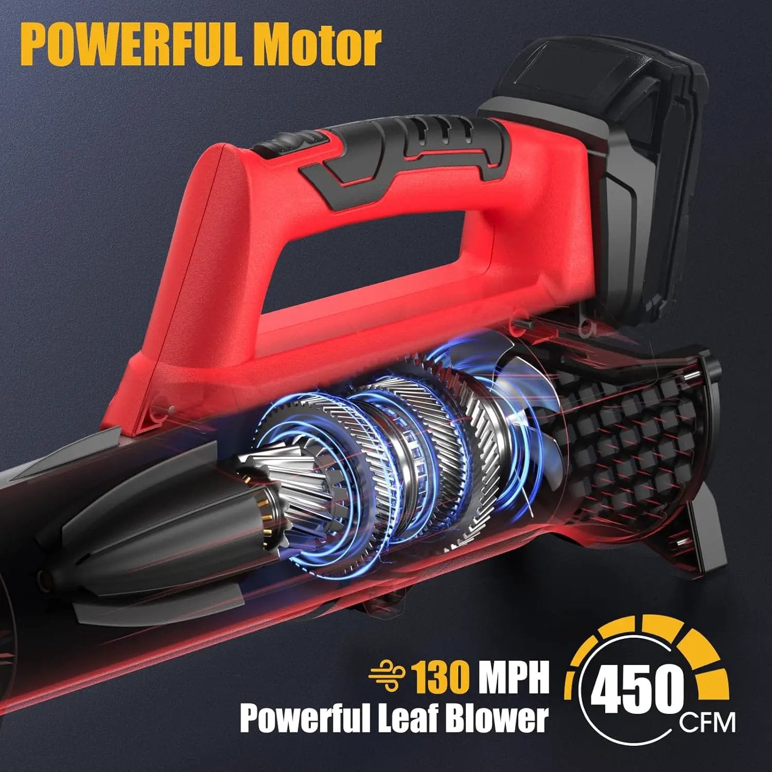 Cordless Leaf Blower for Milwaukee 18V Battery, 450CFM Electric Leaf Blower with 130MPH, Copper Motor, Handheld for Lawn Care, Yard (Battery Not Included) (Red) by GreenHaven Gardens