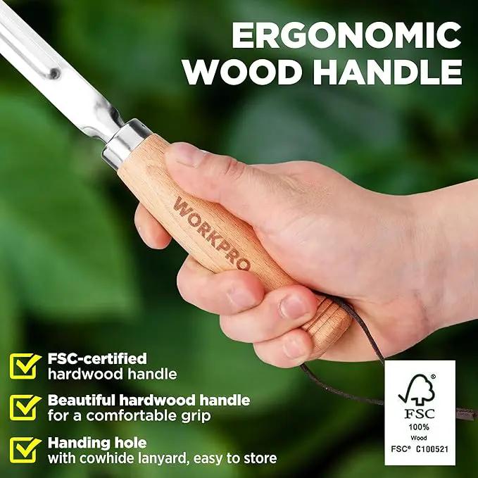 WORKPRO Garden Tool Set, 3 Pcs Gardening Hand Tools with Wood Handle, Weed Puller, Crack Weeder, Hand Trowel, for Planting, Digging, Weeding, Ideal Gardening for Women & Men by GreenHaven Gardens
