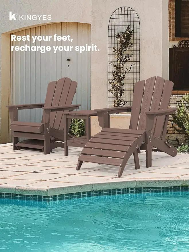 KINGYES Folding Adirondack Ottoman for Adirondack Chair, Coffee by GreenHaven Gardens