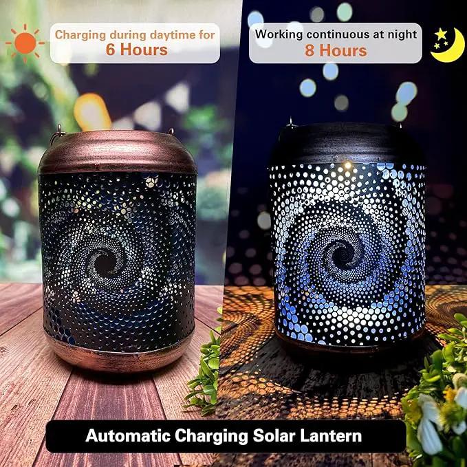 2 Pack Solar Lanterns Outdoor Hanging Lantern Metal Waterproof LED Lantern with Solar Powered Garden Patio Decorations Decor Lantern with Handle Christmas Gift Idea by GreenHaven Gardens