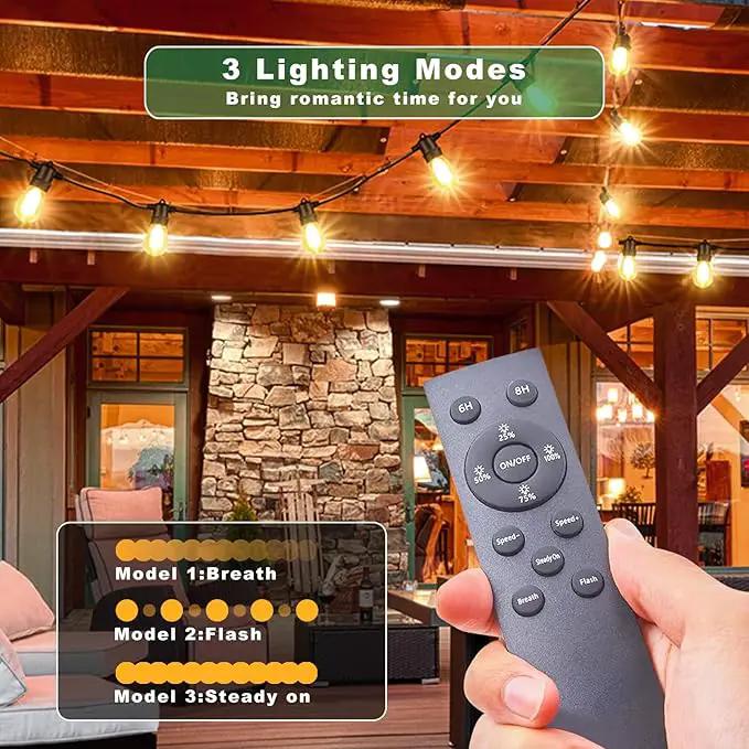 33(27+6) ft Solar String Lights Outdoor, Waterproof with USB Port Remote Control Solar Patio Lights,9 Shatterproof S14 Bulbs,1W Soft White by GreenHaven Gardens