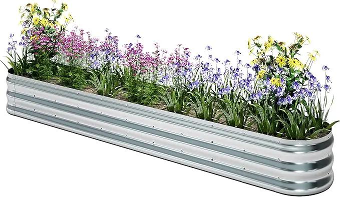 KFN Galvanized Raised Garden Bed,Raised Garden Bed Kit-Oval Metal Flower Box,Large Planter Vegetable Box Outdoor,Planting for Vegetables,Flower,Herb,12FT,0.7mm by GreenHaven Gardens