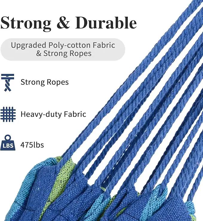 SUNCREAT Portable Tree Hammock, Double Hammocks 2 Person with Outer Bag, Blue Stripe by GreenHaven Gardens