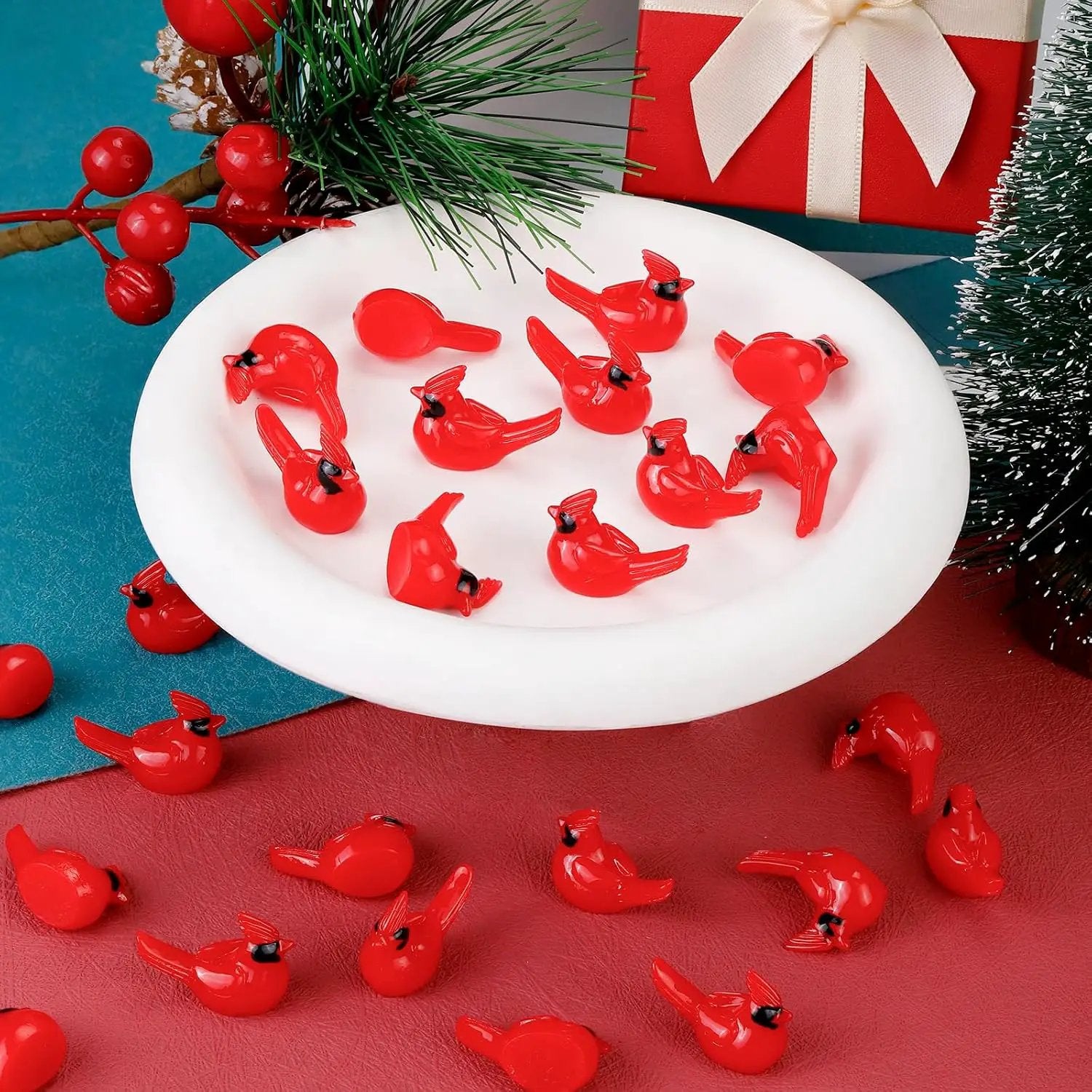 100 Pcs Mini Resin Red Cardinal Bird Figurines – Tiny Cardinal Ornaments for Christmas, Cake Toppers, Garden Crafts, Dollhouse, Fairy Micro Landscape, Party and Home Decorations by GreenHaven Gardens