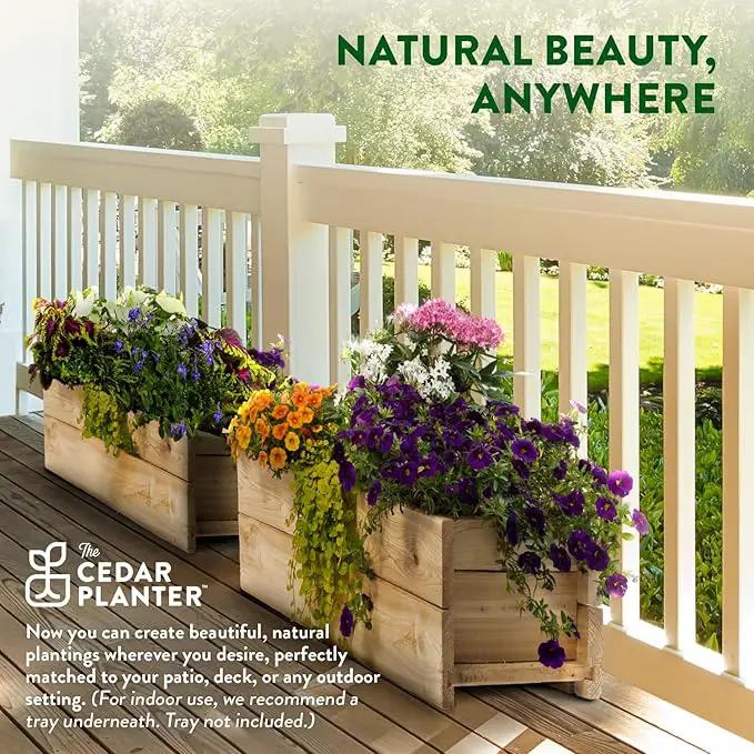 Greenes Fence Cedar Wood Planter Box with Rail Mount Brackets, 46" x 11" x 7" - Made in USA with North American Cedar by GreenHaven Gardens