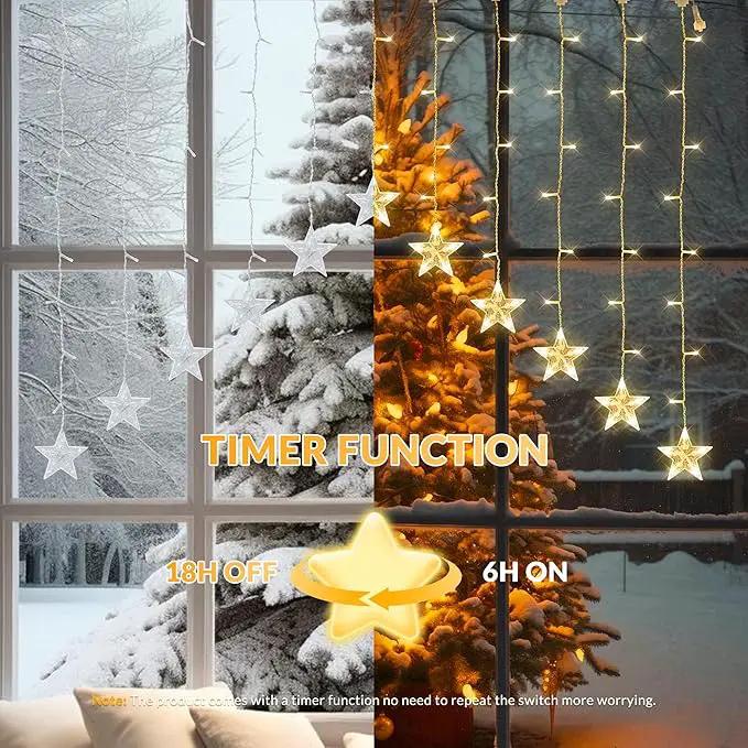 YOUNGAR Stars Icicle Lights, Stars Curtain Lights,11.5ft 118LED Hanging for Home Bedroom Ceiling, Warm White Lights Decor for Wall Indoor, Outdoor, Party, Garden Christmas by GreenHaven Gardens