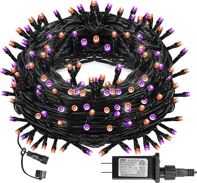 DAZZLE BRIGHT Halloween 300 LED String Lights, 100FT String Lights with 8 Lighting Modes, Halloween Decorations for Party Carnival Supplies, Outdoor Yard Garden Decor (Purple & Orange) by GreenHaven Gardens