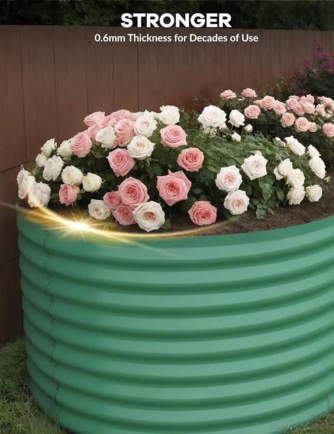 8x4x2ft Raised Garden Bed,Galvanized Raised Planter Boxes Outdoor with Easy Assembly, Large Garden Bed for Vegetables, Fruits, Flower,Raised Garden Bed,Green by GreenHaven Gardens