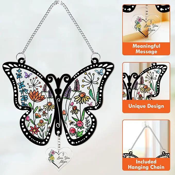 Acrylic Suncatcher Gift for Mom Window Hanging Butterfly Home Decoration 8x8inch, for Mom, for Mom from Daughter Son, Sentimental Best Mom Birthday Gift Ideas by GreenHaven Gardens