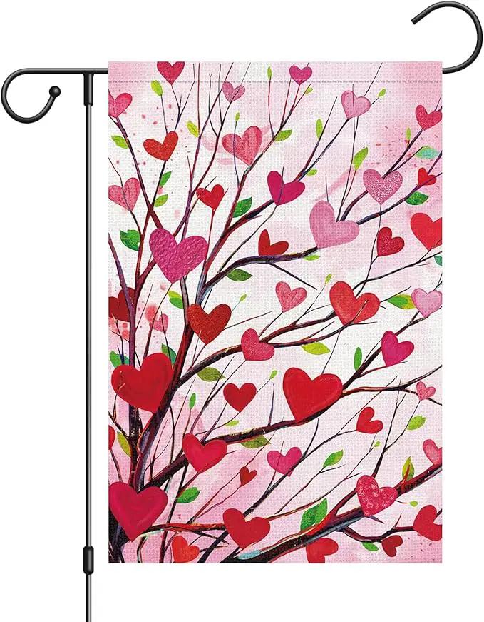 Louise Maelys Garden Flag Love Heart Tree 12x18 Inch Double Sided Welcome Small Burlap Spring Holiday Yard Outdoor Outside Home Decoration by GreenHaven Gardens