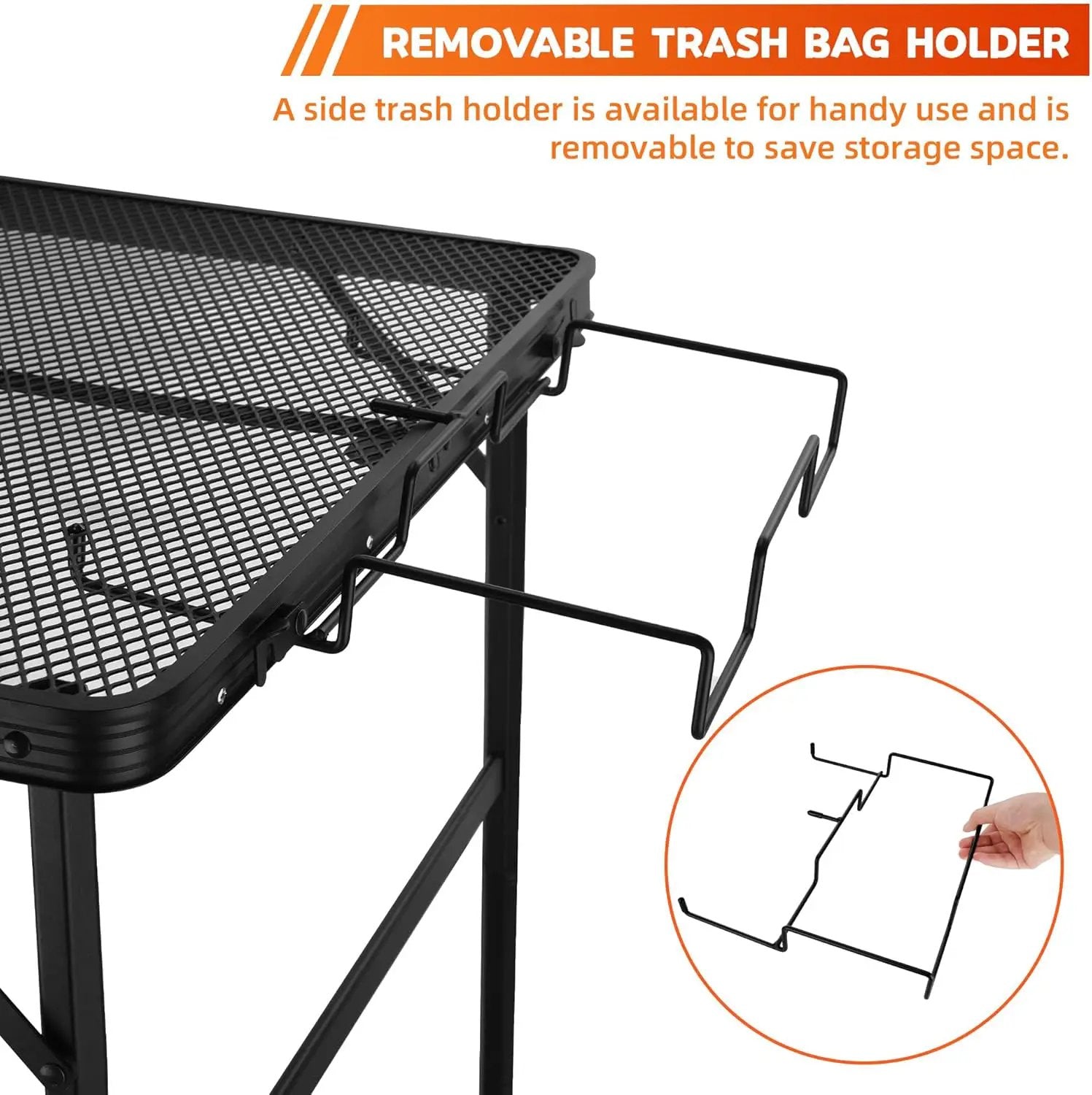 Outdoor Picnic Camping Table, Folding Grill Metal Table 3 Ft - Portable, Lightweight, Compact & Height Adjustable Collapsible Patio BBQ Table with Trash Bag Holder by GreenHaven Gardens