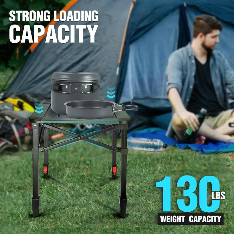 VILLEY Folding Camping Square Table with Carry Bag, Lightweight Aluminum Adjustable Square Table for Outdoor, Camping, Picnic, Backyards, BBQ (S) by GreenHaven Gardens