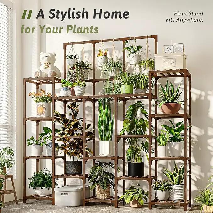 63'' Tall Plant Stand Indoor Outdoor 14-Tier Heavy Duty Plant Shelf for Plants Large Plant Stands for Living Room Garden Balcony Patio Hanging Planter Stand by GreenHaven Gardens