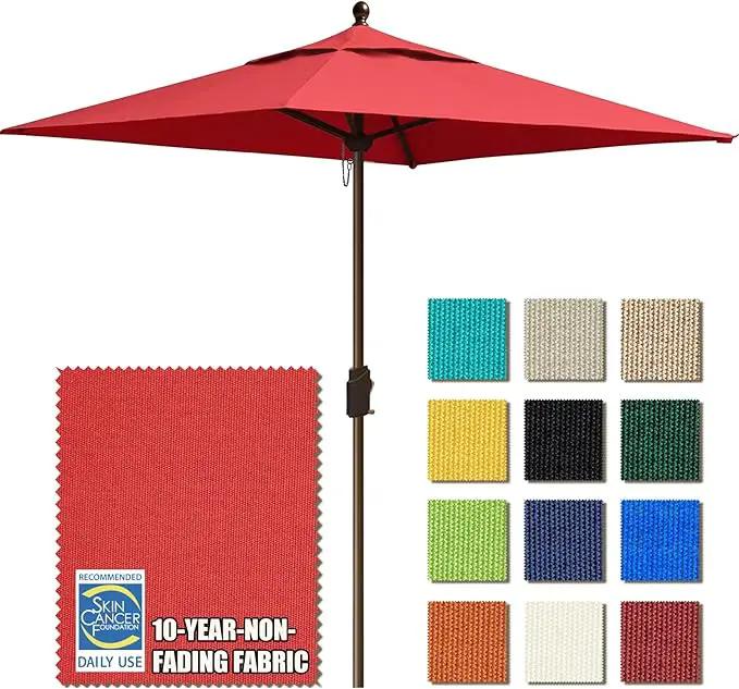 EliteShade USA 10-Year-Non-Fading Sunumbrella 6x6Ft Square Market Umbrella Patio Outdoor Table Umbrella with Ventilation(Logo Red) by GreenHaven Gardens