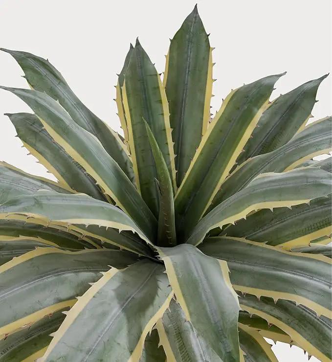 SUNPRAIRIE 32 Inch Tall Large Faux Agave Plant with Two-Tone Sawtooth Edged Leaves; Planted in Black Pot with Real Stone Pebbles. Large Artificial Plants Indoor and Outdoor. by GreenHaven Gardens