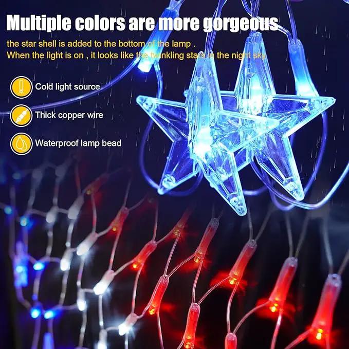 Family Patriotic American Flag String Lights - 250 LED Half Fan Shaped Outdoor Waterproof Lights, 4th of July Decorations, Independence Day, Memorial Day, USA 2pcs by GreenHaven Gardens