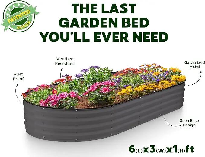 Galvanized Raised Garden Beds Outdoor // 6×3×1 ft (2-Pack) Planter Raised Beds for Gardening, Vegetables, Flowers // Large Metal Garden Box // Patented Tool-Free Design (Gray) by GreenHaven Gardens