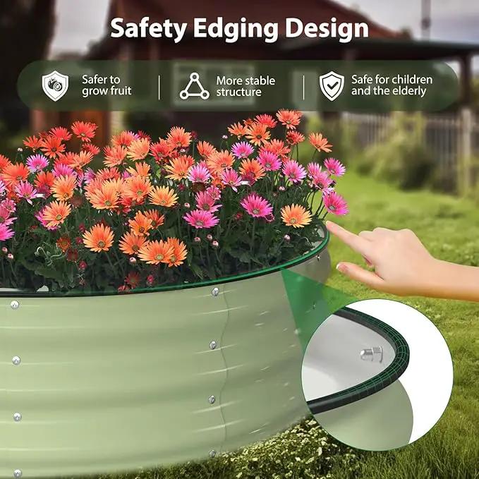 Raised Garden Bed Kit, 6x3x1 ft Galvanized Planter Box Outdoor with Safety Edging, Large Metal Raised Beds for Gardening Vegetables Flower Herb (Avocado Green) by GreenHaven Gardens