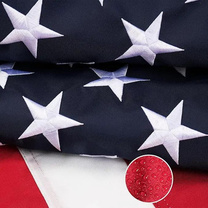 Homissor American Flag 5x8 Heavy Duty Outdoor US Flags for Outside Embroidered Stars USA Sewn Stripes Thick Nylon 2 Brass Grommets by GreenHaven Gardens