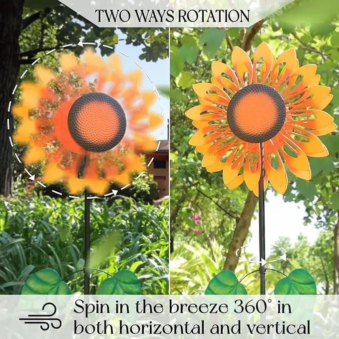 Wind Spinners for Yard and Garden Large, Wind Spinner Outdoor Metal Large, 84 Inch Wind Sculptures Birthday Gifts for Women(Double Sided Sunflower) by GreenHaven Gardens