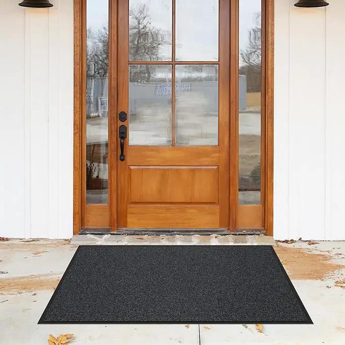 Front Door Mat, Heavy Duty Indoor Outdoor Entrance Door Mat, 72" x 36" Commercial Door Mats for Entryway, Durable Non-Slip Rubber Backing, Low-Profile Welcome Mats for Entry, Gray by GreenHaven Gardens