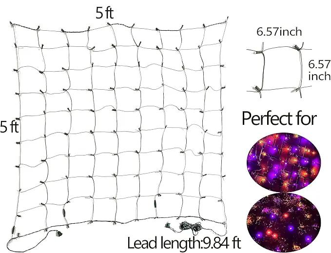 HISHINY Halloween Lights Outdoor,100LED 5ftx5ft Net Lights with Connectable, Waterproof,UL Certified and Durable Green Wire Design for Bushes,Trees,Halloween Decorations Outdoor(Purple&Orange) by GreenHaven Gardens
