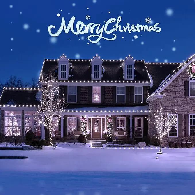 C6 LED Christmas String Lights, 20 ft 60 LED Battery Operated Faceted Strawberry Lights, Waterproof for House Roof Roofline Christmas Tree, White, 2 Pack by GreenHaven Gardens