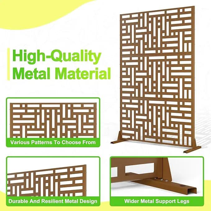 Outdoor Privacy Screen,72" H×47" W Metal Privacy Screen, Freestanding Privacy Fence Panels for Patio by GreenHaven Gardens