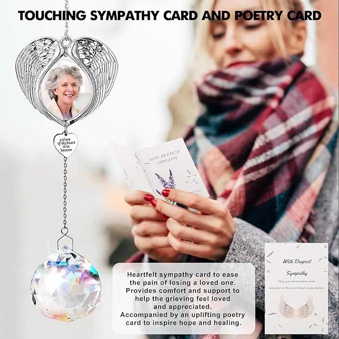 Memorial Gifts for Loss of Loved One, Sympathy Gifts Personalized Memorial Picture Frame Ornament - SunCatcher Crystal Ball, Rainbow Bereavement Gift Ideas for Loss of Mom, Dad, Friend by GreenHaven Gardens
