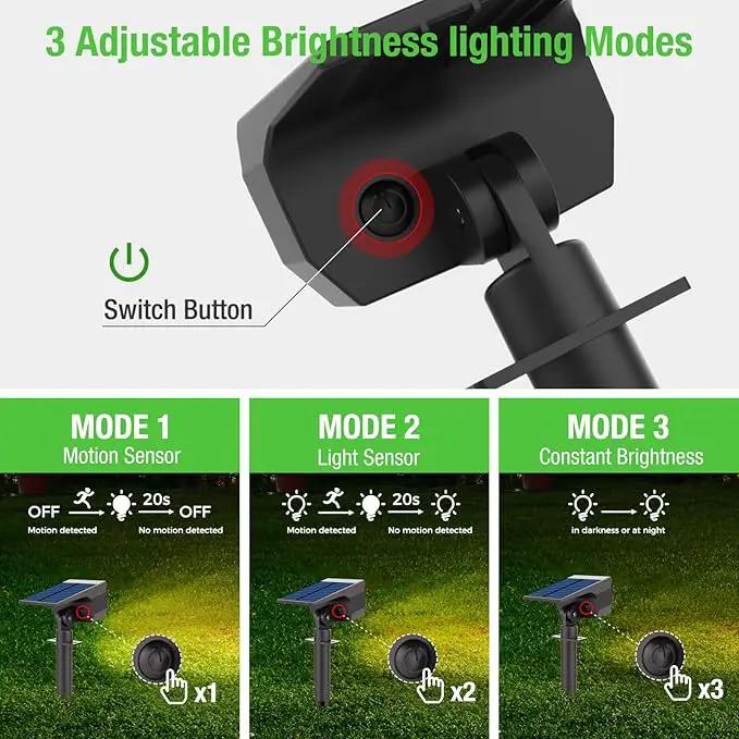 Outdoor Motion Sensor Spot Lights with 3 Modes, 4 Pack/56 LED 2-in-1 Auto On/Off Solar Landscape Lighting for Outside Yard, Wall, Garden, Pathway, Warm White by GreenHaven Gardens