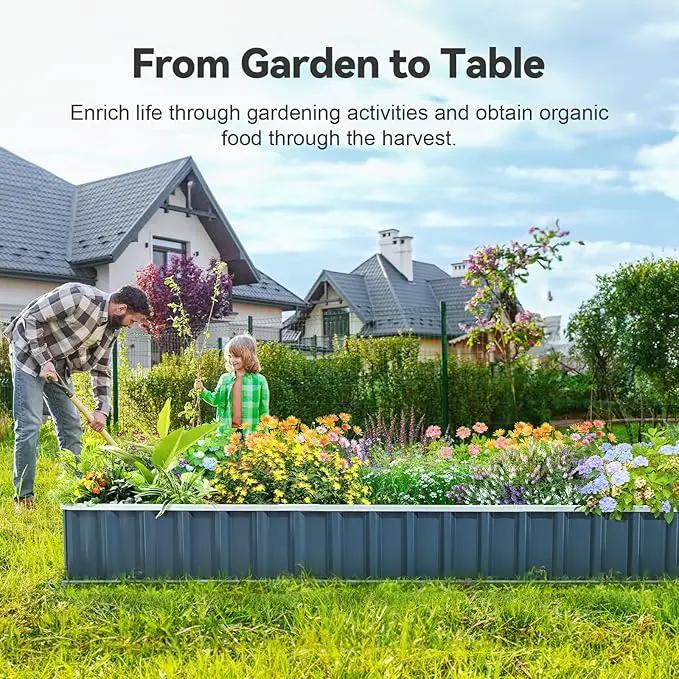 KING BIRD Raised Garden Bed 101" x 36" x 12" 4 Installation Methods for DIY Galvanized Steel Metal Planter Kit Box with 2 Pairs of Gloves (Dark Grey) by GreenHaven Gardens