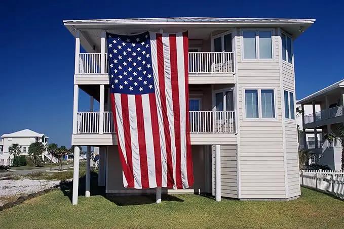 Homissor American Flag 12x18 Ft Large US Flags- Giant United State Flag Heavy Duty Outdoor Embroidered Stars for All Weather High Wind Sewn Stripes With Brass Grommets by GreenHaven Gardens