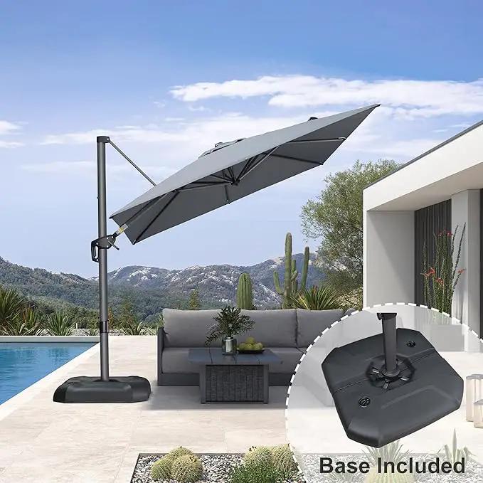 PURPLE LEAF 8 Feet Square Cantilever Umbrella Patio Umbrella with Base Outdoor Umbrella Aluminum Offset with 360-degree Rotation for Garden Deck Pool Patio Light Grey by GreenHaven Gardens