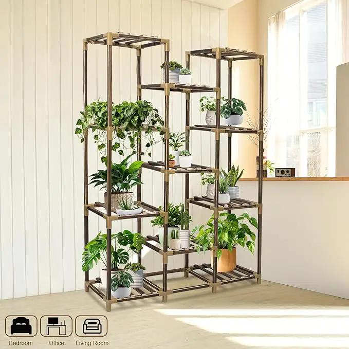 Plant Stand Indoor Outdoor, 11 Tier Large Wood Plant Stand, Garden Shelves, Flower Stand for Living Room Patio Corner by GreenHaven Gardens