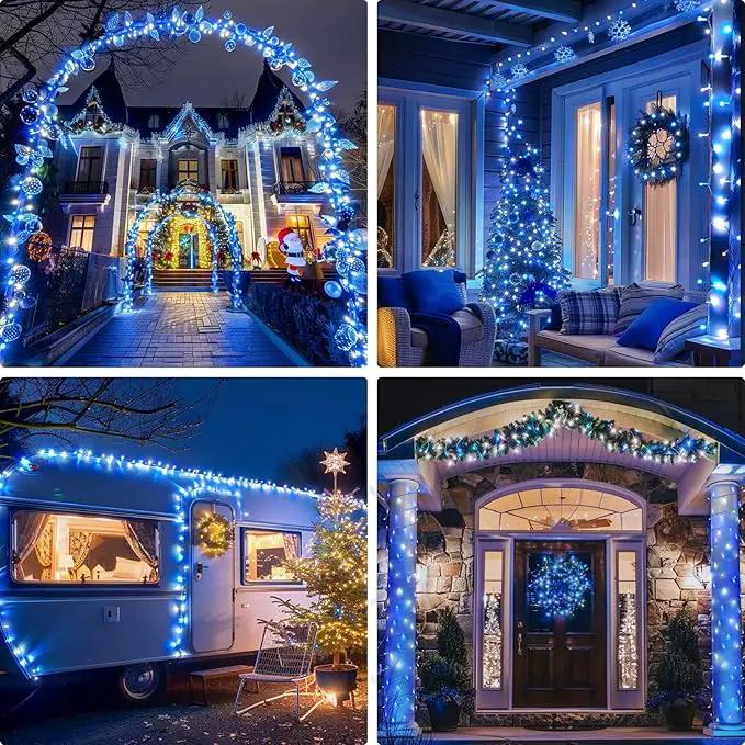 JMEXSUSS Blue and White Christmas Lights Outdoor, 8 Modes 400 LED Christmas String Lights Indoor,132ft LED Lights Plug in for Christmas Tree Party Decorations by GreenHaven Gardens