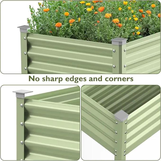 Raised Garden Bed with Legs, 48×24×32in Large Galvanized Elevated Planter Box, Metal Raised Beds for Gardening Backyard Patio Balcony, 400lb Capacity (Olive Green) by GreenHaven Gardens