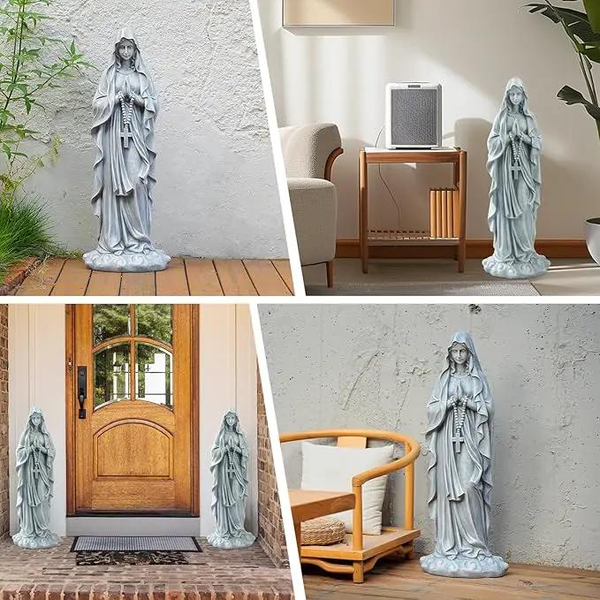 Virgin Mary Praying Statue 31.49 Inch Tall Outdoor Garden Religious Garden Statue Mary Statue Outdoor Yard Patio Deck Home Entryway Hallway Sculpture Magnesium Oxide Stone by GreenHaven Gardens