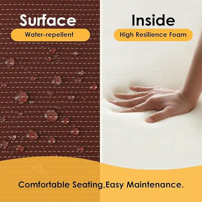 Outdoor Square Corner Seat Cushion, 19"x19"x3", Set of 4, Non Slip Seat Cushion Pads with Removable Cover for Patio Furniture, Garden Yard Lawn, Tan Dotted Red Base by GreenHaven Gardens