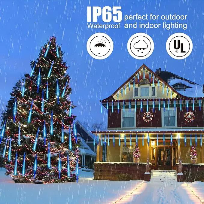 Meteor Shower Lights 20 Tubes 16 Inch 720 LED Solar Christmas Lights Outdoor Waterproof, Snow Cascading String Lights for Outside Christmas Halloween House Tree Decoration, Blue by GreenHaven Gardens