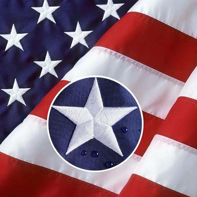 US Embroidered American Flags for Outside 3x5 USA Flag Banner Heavy Duty Made in USA High Wind Vivid Color Embroidered Stars-sewn Stripes Waterproof by GreenHaven Gardens