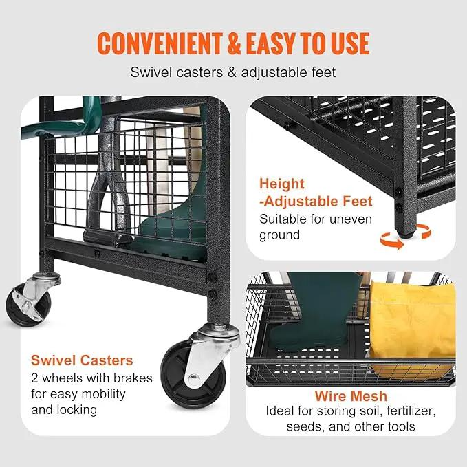 VEVOR Garden Tool Organizer, 16 Slots with Hooks, Yard Tool Tower Rack with Wheels for Garage Organization and Storage, Hold Long-Handled Tool/Rake/Broom, Metal Tool Stand Holder for Shed, Outdoor by GreenHaven Gardens