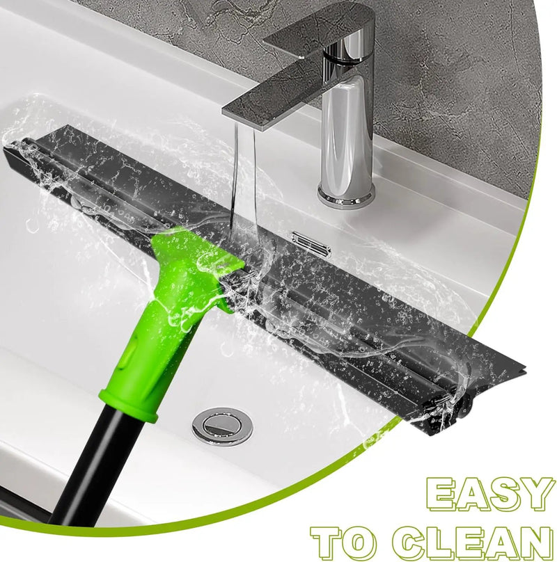 Rubber Floor Squeegee with 24” Heavy Duty Silicone Rubber Scraper Head and 60” Long Adjustable Handle, Shower Squeegees for Concrete Floor, on Multi-Surface Tile Glass Pool Garage Cleaning by GreenHaven Gardens