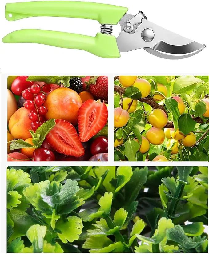Garden Flower Shears Pruning Shears 6.9 inches Scissors Heavy Duty Plant Scissors for Cutting Flowers, Trimming Plants, Bonsai, Fruits Picking (Green Handle) by GreenHaven Gardens