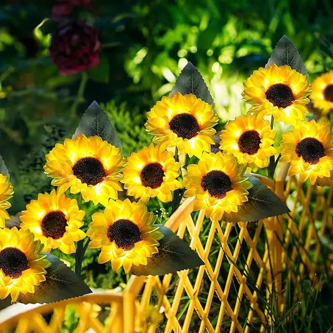 Solar Garden Lights, 4 Pack Sunflower Outdoor Lights Solar Flower Lights for Outside with 12 Larger Sunflower Gardening Gift for Mom Women Decorative Lights for Garden Decor Yard Patio Lawn Pathway by GreenHaven Gardens