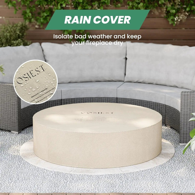 COSIEST 42 inch Outdoor Propane Fire Pit Coffee Table w Concrete Round Base Patio Heater, 50,000 BTU Stainless Steel Burner, Free Lava Rocks, Rain Cover(Gray) by GreenHaven Gardens