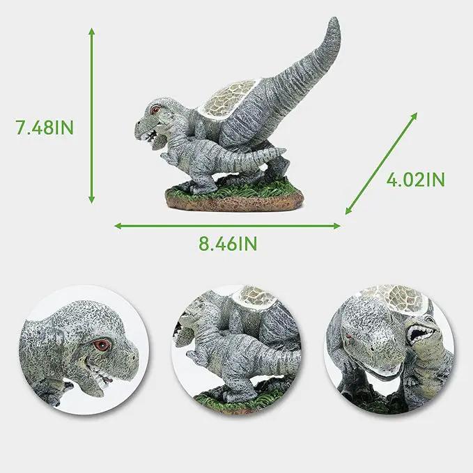 Garden Statue Dinosaur,Solar Dinosaur Decor for Outdoor,Resin Dinosaurs Figurine with Solar Light for Patio,Balcony,Yard,Lawn Ornament,Perfect Garden Gift by GreenHaven Gardens