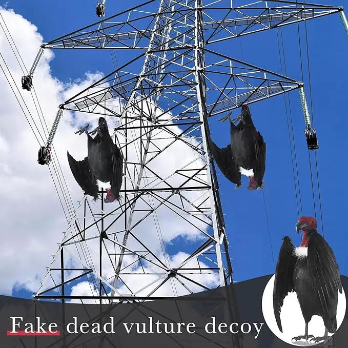 Tenceur 1 Piece Faux Vulture Effigy 18'' Large Fake Vulture Decoys Simulated Full Feathered Realistic Bird Black Hanging Faux Bird Scarecrow for Yard Roofs Trees Garden by GreenHaven Gardens
