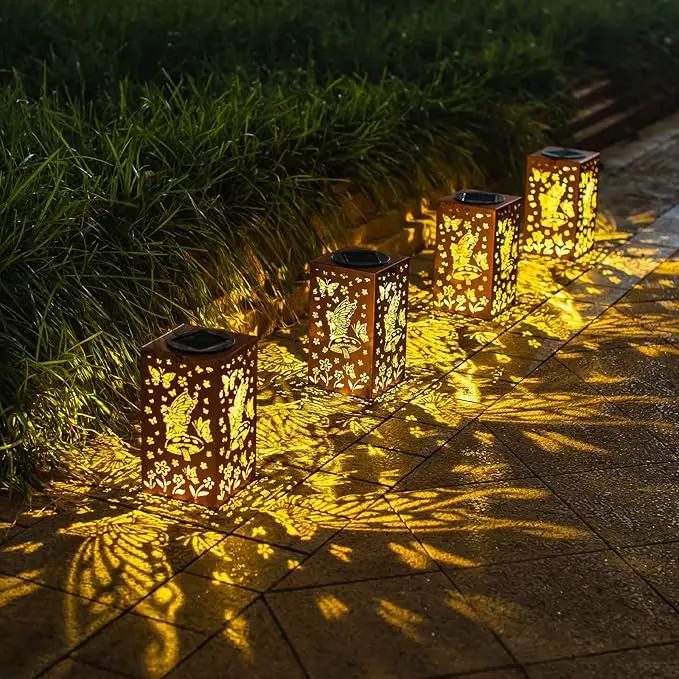 2pack Solar Lanterns Outdoor Hanging Butterfly Lights Metal Fairy Lantern Decorative Garden Waterproof Light Decor for Garden Patio,Yard ,Balcon ,Birthday Christmas Gifts for Mom Grandma Women by GreenHaven Gardens